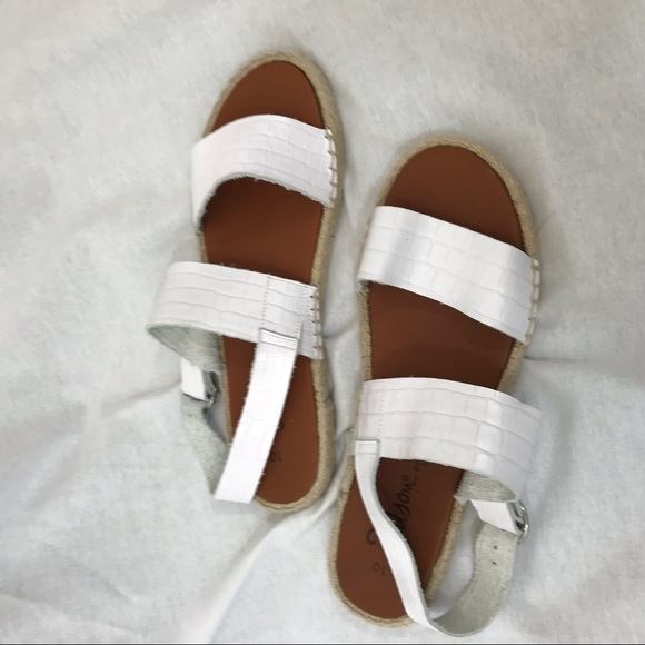 NWOT Dalsom white leather sandals espadrille 10 - Picture 2 of 11
